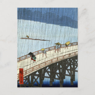 Cartão Postal Hiroshige Chuva Súbita sobre a Ponte Shin-Ōhashi