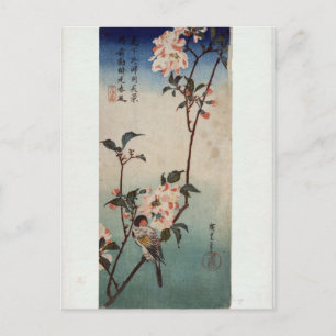 Cartão Postal Hiroshige: Pequeno Pássaro em uma Ramificação de K