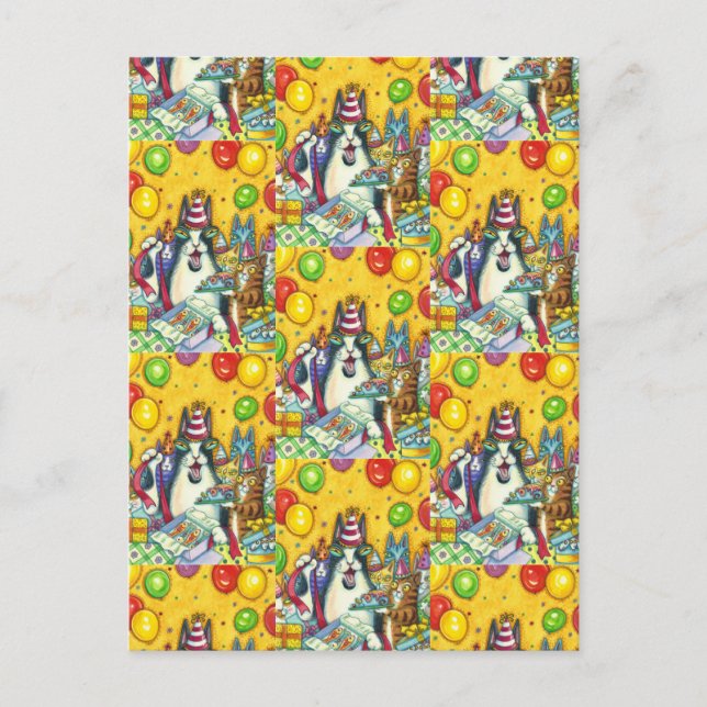 CARTÃO POSTAL HISS N' FITZ CATS, KITTENS, CAMUNDONO, ANIVERSÁRIO (Frente)