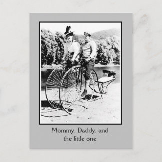 Cartão Postal História da bicicleta belle époque, 2 adultos e be