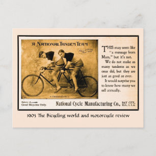 Cartão Postal História da bicicleta tandem equipe nacional dos E