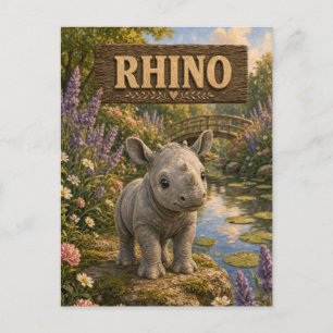Cartão Postal História do Bebê Rinoceronte Fofo Berçário Animal