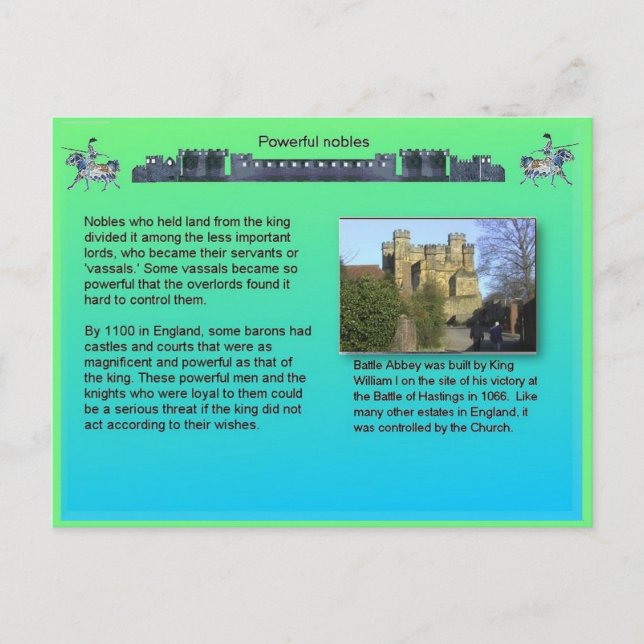 Cartão Postal História, Idade Média, Nobres Poderosos (Frente)