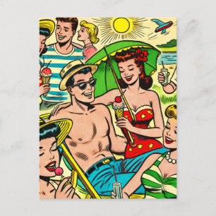Cartão Postal Histórias em quadrinhos de Verão Vintage