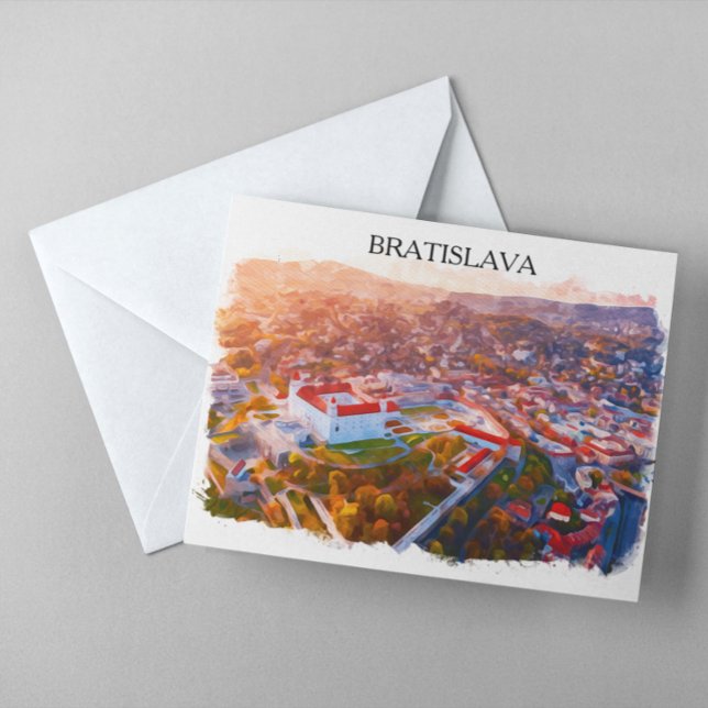 Cartão Postal Historic Bratislava Slovakia - Watercolor Skyline  (Historic Bratislava Slovakia - Watercolor Skyline Postcard)