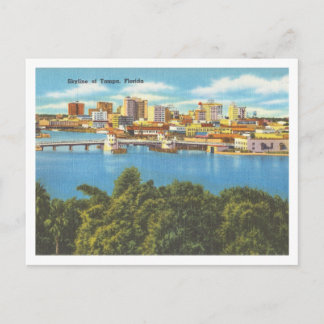 Cartão Postal Historic Tampa Florida Skyline Vintage, 1940