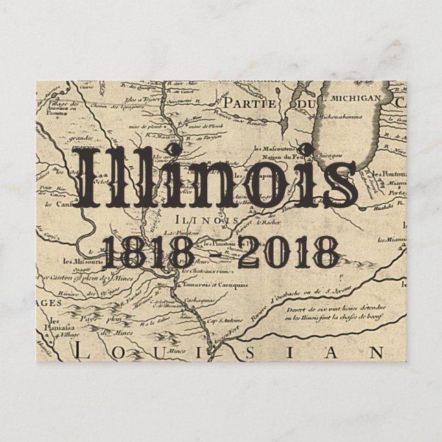 Cartão Postal Histórica do Bicentenário do Illinois (Frente)