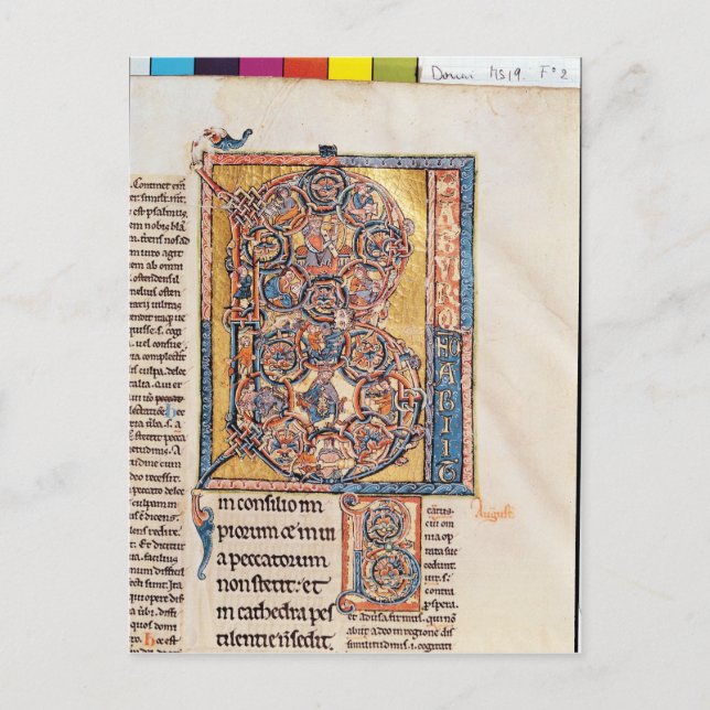 Cartão Postal Historiou o "B" inicial que retratava o Rei David (Frente)