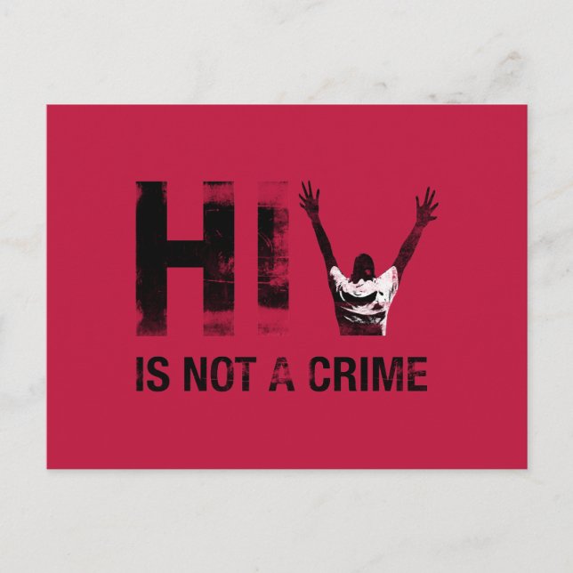 Cartão Postal HIV não é um Crime - Arte Vermelha Grunge (Frente)