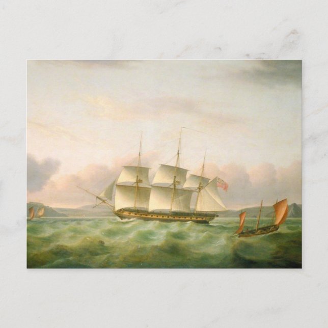 Cartão Postal HMS Endymion off Plymouth por Thomas Luny (Frente)