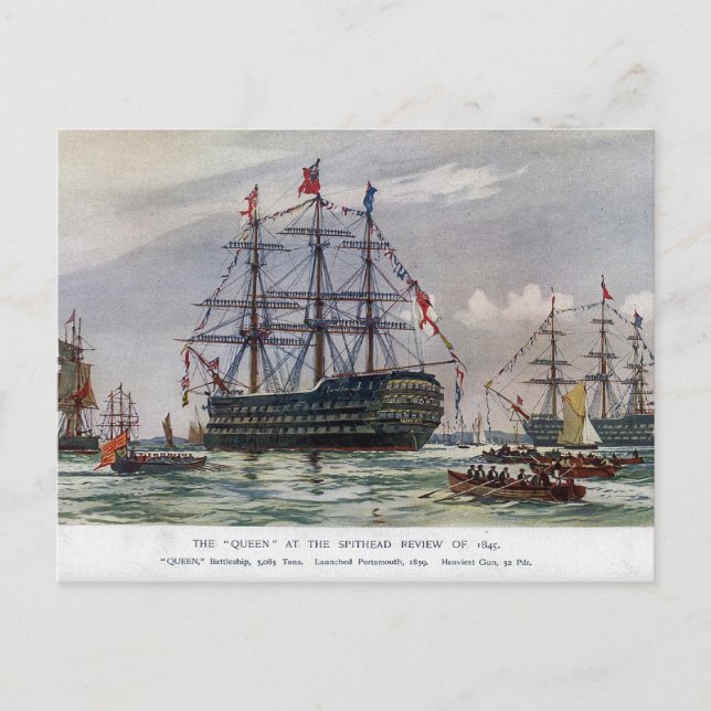 Cartão Postal HMS Queen Battleship 1839 (Frente)