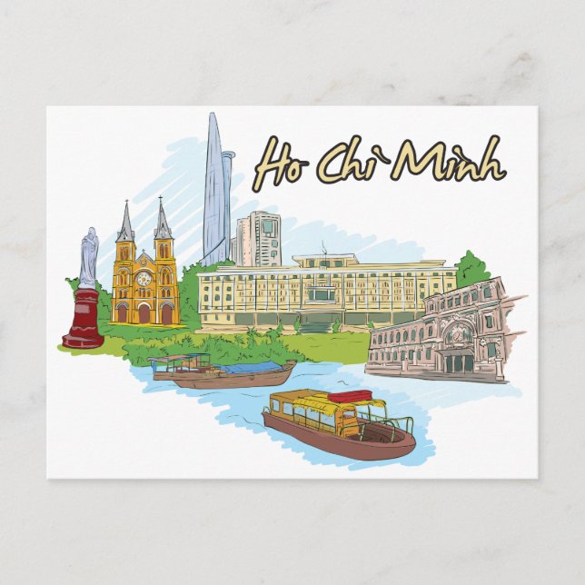 Cartão Postal Ho Chi Minh, Cidade Familiar do Vietnã (Frente)