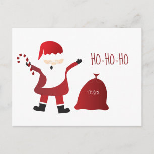 Cartão Postal Ho Ho Ho Papai Noel Saco de Brinquedos de Natal