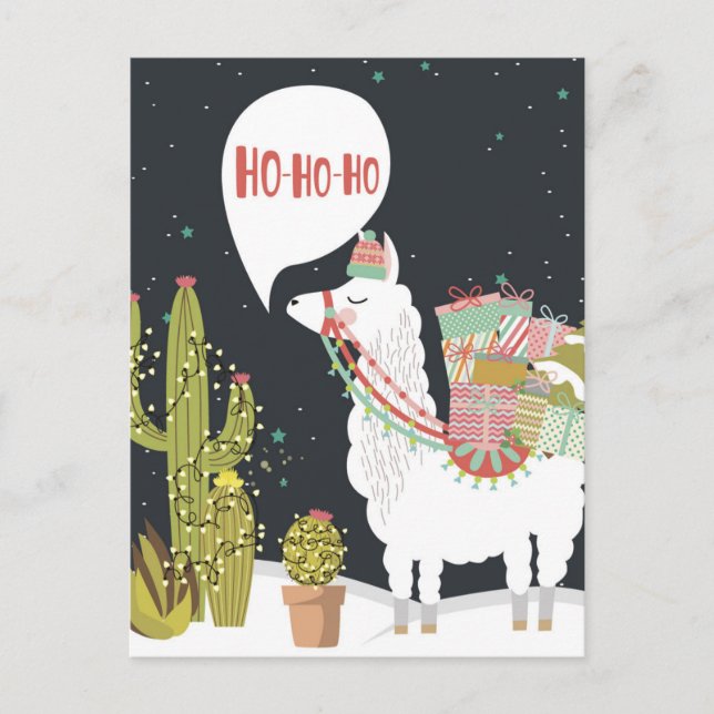 Cartão Postal Ho-Ho Holiday Lama (Frente)