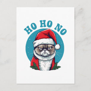 Cartão Postal Ho ho não - gato engraçado e rabugento do Papai No