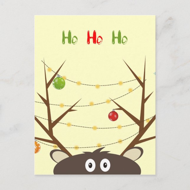 Cartão Postal Ho Ho Reindeer (Frente)