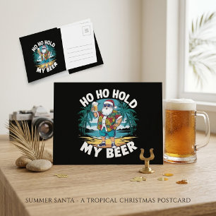 Cartão Postal Ho Ho Segure Meu Cerveja Papai Noel Tropical Natal