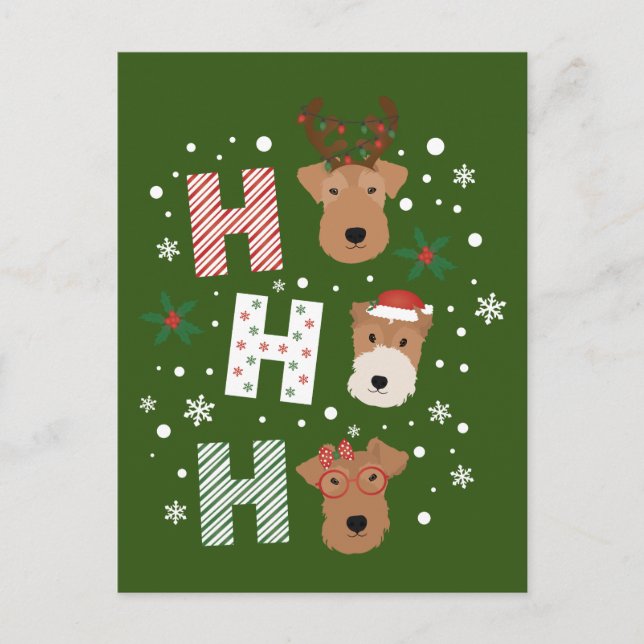 Cartão Postal Ho Ho Welsh Terrier Feliz Natal (Frente)