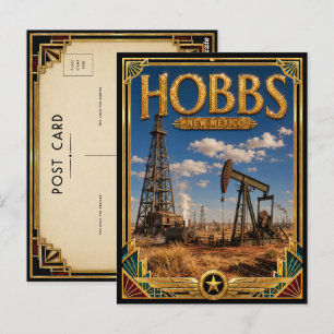 Cartão Postal Hobbs Novo México Arte Deco Vintage Era de Ouro