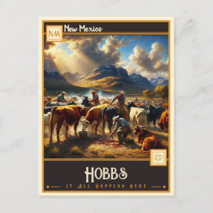 Cartão Postal Hobbs, Novo México Vintage
