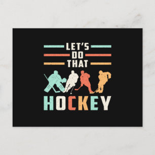 Cartão Postal Hockey com Hockey Stick Retro Team Puck Gift Idet