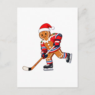 Cartão Postal Hockey de gengibre de Natal Hóquei no Gelo Esporte