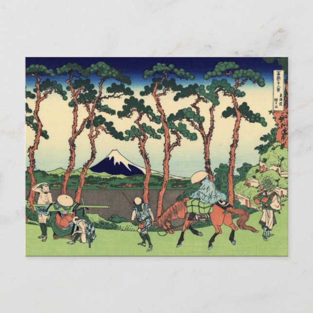 Cartão Postal Hodogaya no Tokaidō (por Hokusai) (Frente)