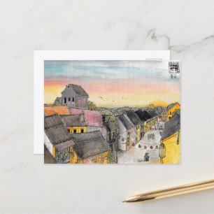 Cartão Postal Hoi Uma Vista Cityscape Do Telhado Do Sunset