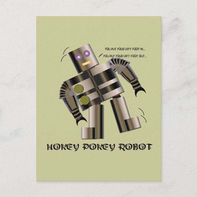 Cartão Postal Hokey Pokey Robot (Frente)
