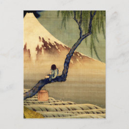 Cartão Postal Hokusai Boy Vivendo o Monte Fuji Japonês