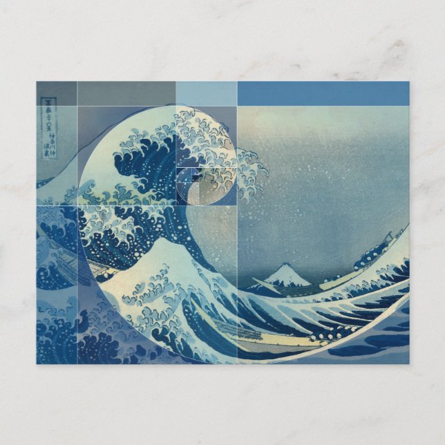 Cartão Postal Hokusai Conhece Fibonacci, Rácio De Ouros (Frente)