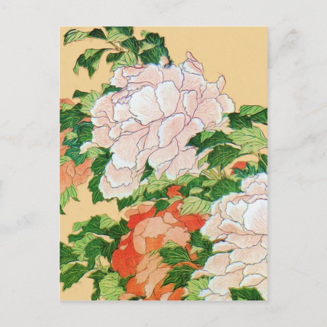 Cartão Postal Hokusai Peonies e Butterfly Reboot (Frente)
