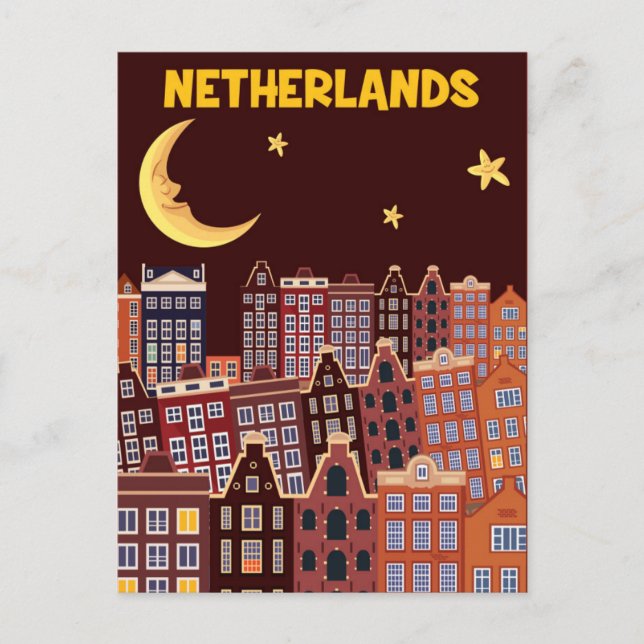 Cartão Postal Holanda à Noite (Frente)