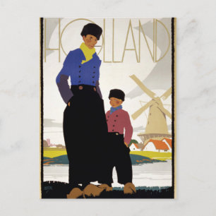 Cartão Postal Holanda Viagens vintage Poster Restaurado