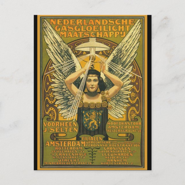 Cartão Postal Holandesa Selten Gasgloeilicht, antiga sociedade J (Frente)