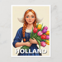 Cartão Postal Holandesa Tulips Holanda Holanda