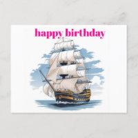 Holey Ship Boat Birthday Card, Aniversário Náutico