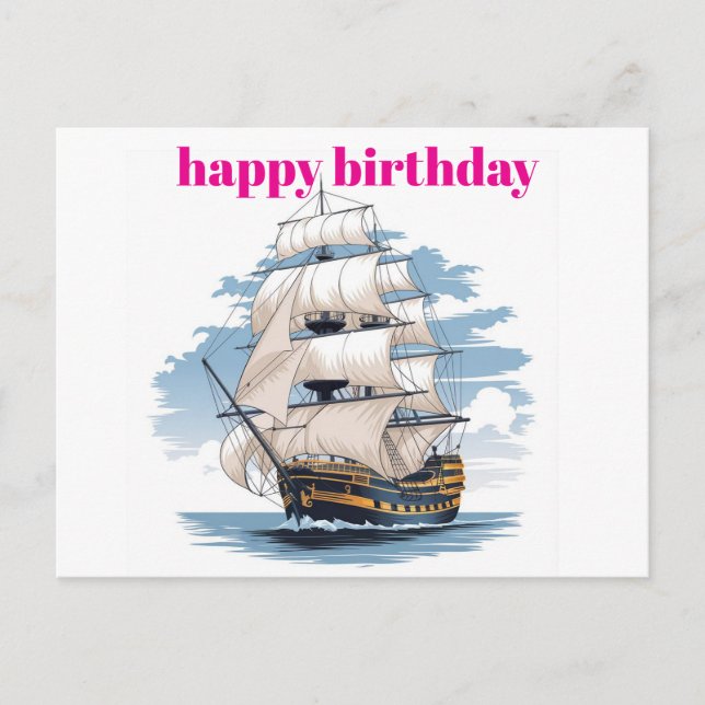 Cartão Postal Holey Ship Boat Birthday Card, Aniversário Náutico (Frente)