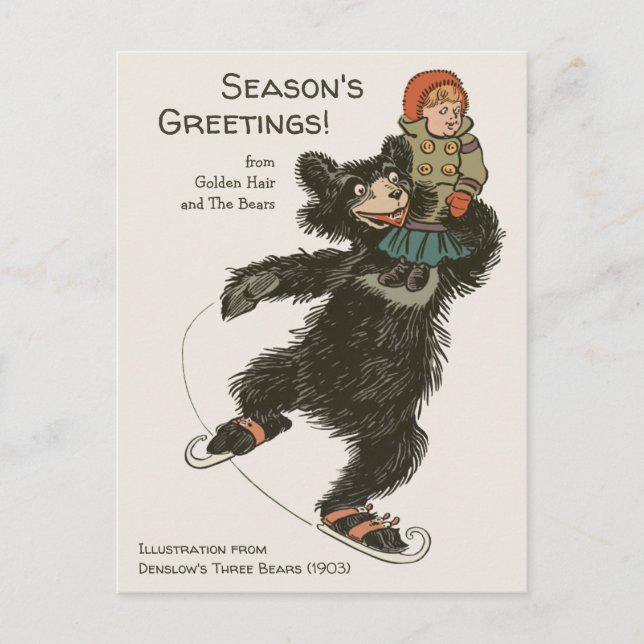 Cartão Postal Holiday Denslow's Three Bears Ice-skating CC0887 (Frente)