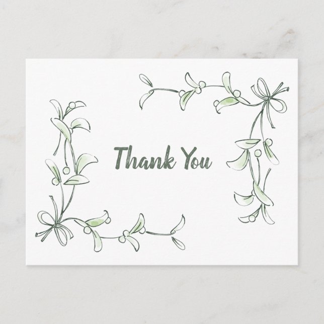 Cartão Postal Holiday Holly Thank You Cards (Frente)