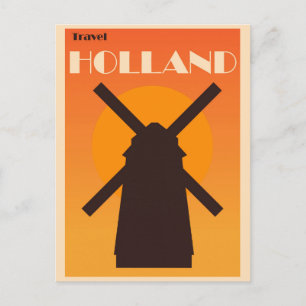 Cartão Postal Holland Amsterdam Vintage Windmill Viagem neerland