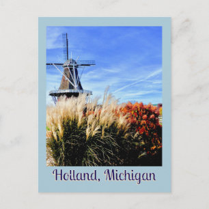 CARTÃO POSTAL HOLLAND, MICHIGAN MOINHO DE VENTO RELVA ORNAMENTAL