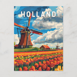 Cartão Postal Holland Países Baixos Viagem Arte Vintage