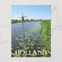 Cartão Postal Holland Windmill ao longo do Canal Postcard