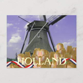 Cartão postal Holland Windmill Orange Tulips