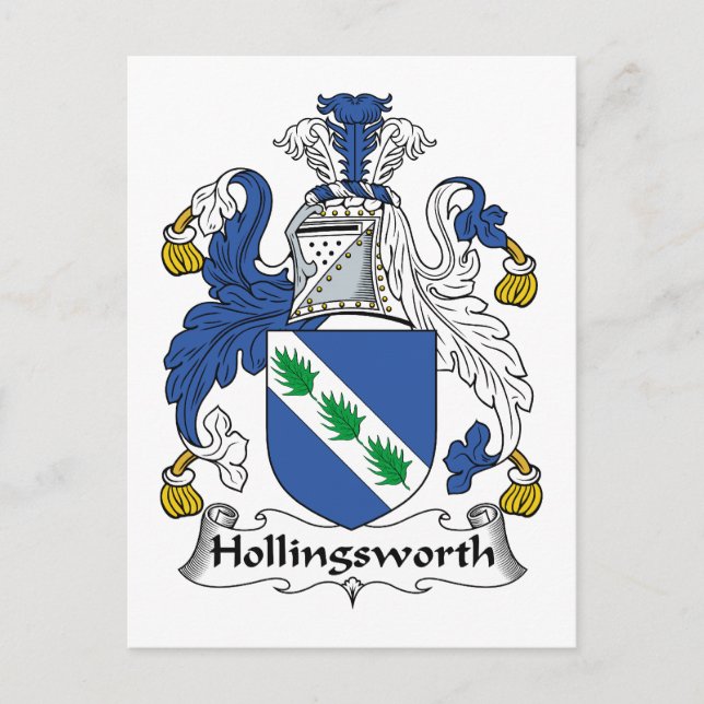 Cartão Postal Hollingsworth Family Crest (Frente)