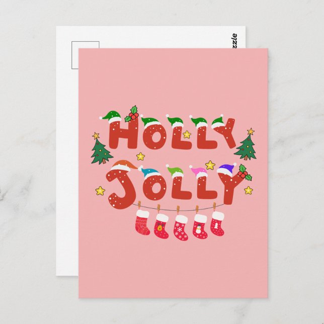 Cartão Postal Holly Jolly (Frente/Verso)