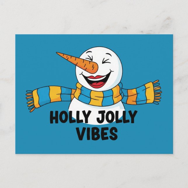 Cartão Postal Holly Jolly Vibes Snowman (Frente)