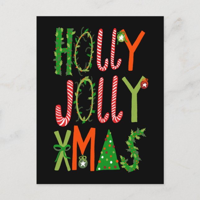 Cartão Postal HOLLY JOLLY XMAS Feriado doce Natal (Frente)