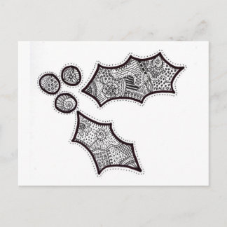 Cartão Postal Holly Postcard em Preto e Branco